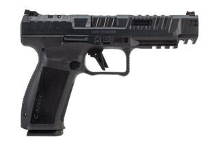 Canik SFx Rival Dark Side 9mm Pistol features an optic cut slide and fiber optic sights